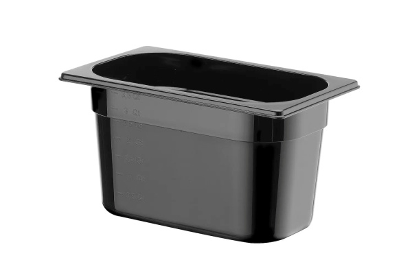 HENDI GN 1/4 konteineris iš juodo polikarbonato, 4L, Juodas, 265x162x(H)150mm 862612 | E-gastro